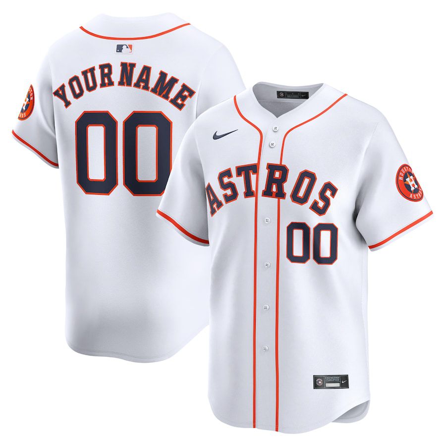 Men Houston Astros Nike White Home Limited Custom MLB Jersey->->Custom Jersey